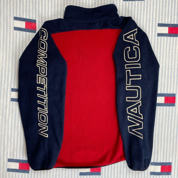 Vintage Nautica Competition sleeve spell out fleece quarter zip pullover - Picture 2 of 7